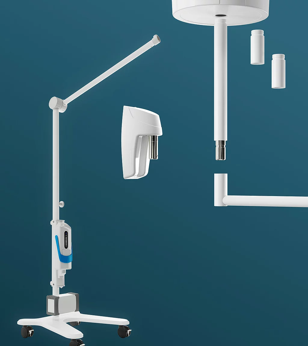 Gesco: Foto: Einzelteile des Federarms 5 und vollständig montierter Federarm 5